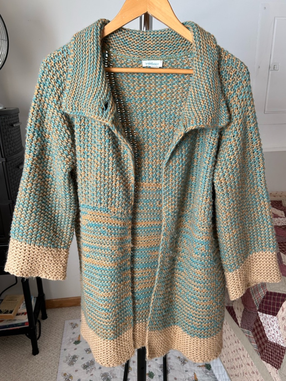 Sundance Chunky Knit Cardigan Sweater Wool Large